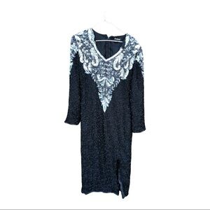 Vintage Landmark Silk  Beaded Dress Size Small